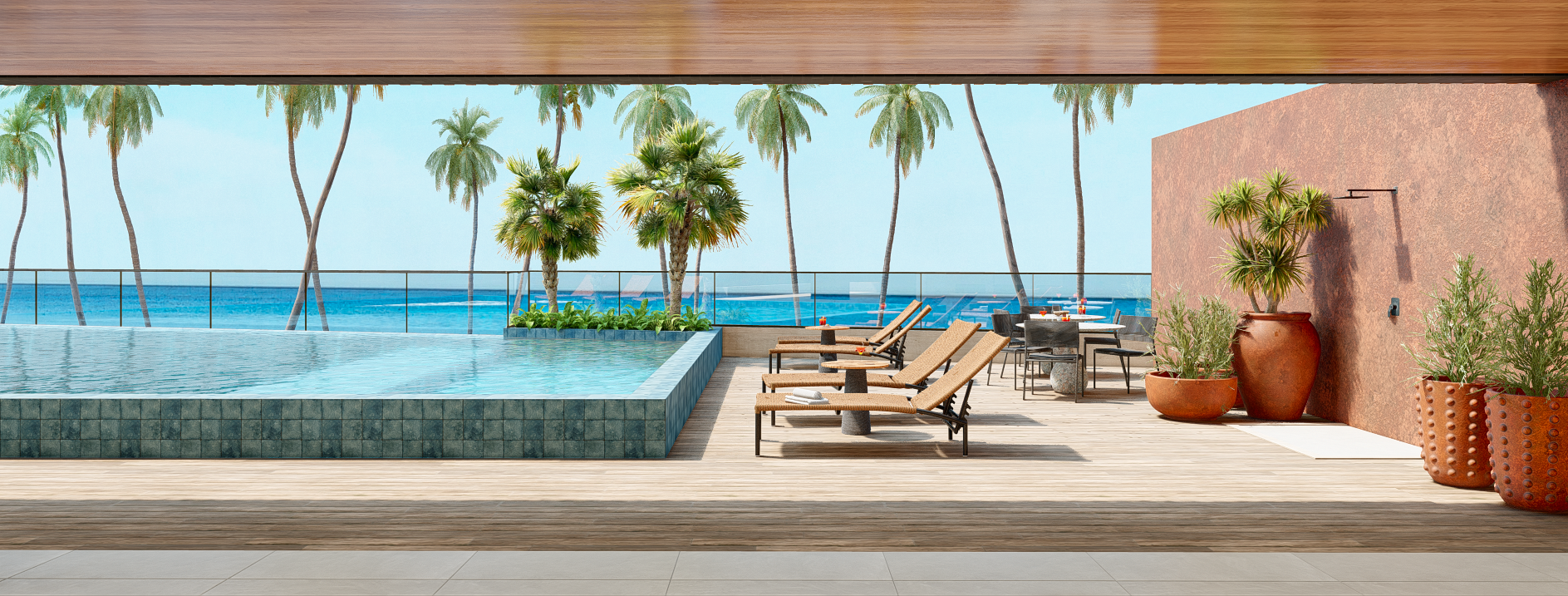 Deck da piscina · Beira-mar